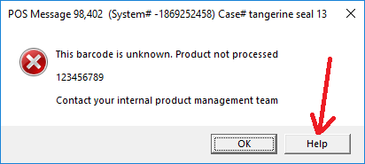 Unrecognised barcode warning
