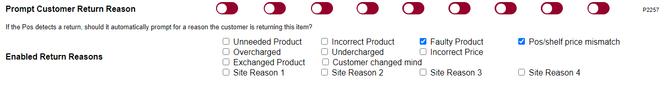 Return Reasons setup