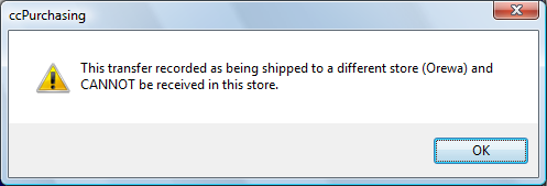 Transit Receive - Wrong Store